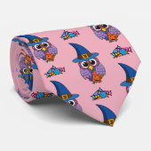 Cartoon Wizard Owl Muster Krawatte (Gerollt)