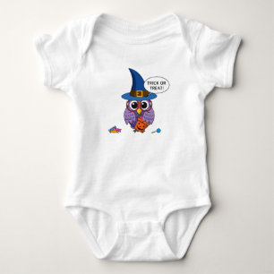 Cartoon Wizard Owl - Trick oder Treten Baby Strampler