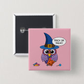 Cartoon Wizard Owl - Trick oder Treten Button (Vorne & Hinten)