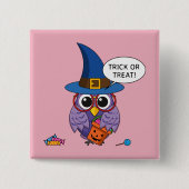 Cartoon Wizard Owl - Trick oder Treten Button (Vorderseite)