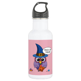 Cartoon Wizard Owl - Trick oder Treten Edelstahlflasche