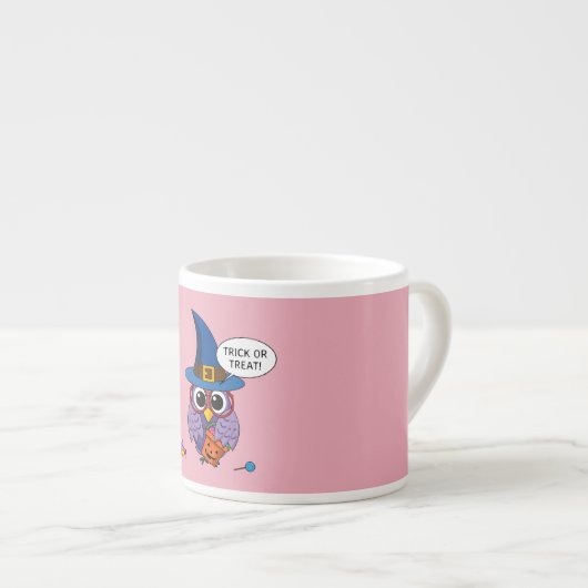 Cartoon Wizard Owl - Trick oder Treten Espressotasse (Vorderseite Rechts)