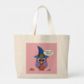 Cartoon Wizard Owl - Trick oder Treten Jumbo Stoffbeutel (Rückseite)