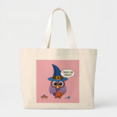 Cartoon Wizard Owl - Trick oder Treten Jumbo Stoffbeutel (Vorne)