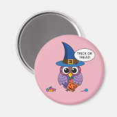 Cartoon Wizard Owl - Trick oder Treten Magnet (Vorderseite/Rückseite)