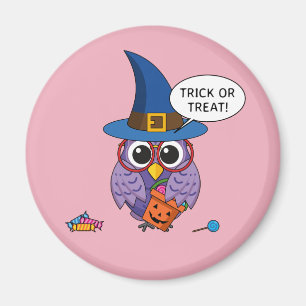 Cartoon Wizard Owl - Trick oder Treten Magnet