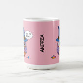 Cartoon Wizard Owl - Trick oder Treten | Name hinz Kaffeetasse (Mittel)