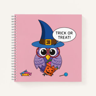 Cartoon Wizard Owl - Trick oder Treten Notizblock