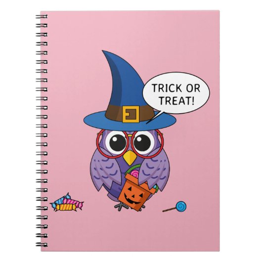 Cartoon Wizard Owl - Trick oder Treten Notizblock (Vorderseite)