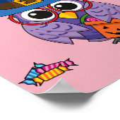 Cartoon Wizard Owl - Trick oder Treten Poster (Ecke)