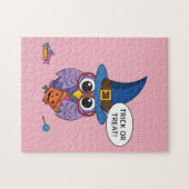 Cartoon Wizard Owl - Trick oder Treten Puzzle (Horizontal)
