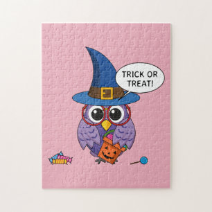 Cartoon Wizard Owl - Trick oder Treten Puzzle