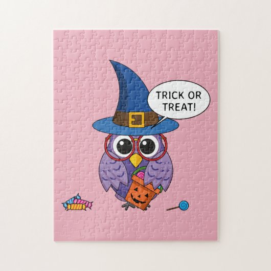 Cartoon Wizard Owl - Trick oder Treten Puzzle (Vertikal)