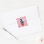 Cartoon Wizard Owl - Trick oder Treten Quadratischer Aufkleber (Umschlag)