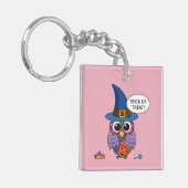 Cartoon Wizard Owl - Trick oder Treten Schlüsselanhänger (Vorderseite links)