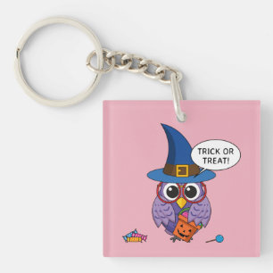Cartoon Wizard Owl - Trick oder Treten Schlüsselanhänger