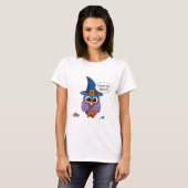 Cartoon Wizard Owl - Trick oder Treten T-Shirt (Vorne ganz)
