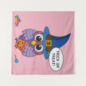 Cartoon Wizard Owl - Trick oder Treten Wandteppich (Vorderseite (Horizontal))