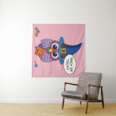Cartoon Wizard Owl - Trick oder Treten Wandteppich (Beispiel (Horizontal))