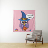 Cartoon Wizard Owl - Trick oder Treten Wandteppich (Beispiel)