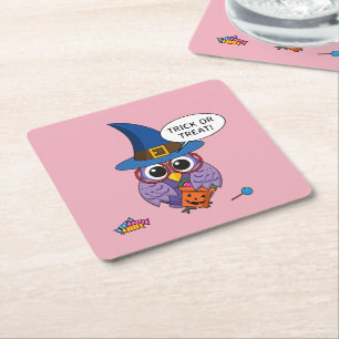 Cartoon Wizard Owl - Trick or Treat Rechteckiger Pappuntersetzer