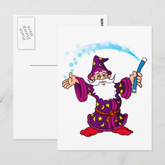 Cartoon Wizard Postkarte (Vorne/Hinten)
