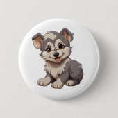 Cartoon Wolf-Abbildung Button (Vorderseite)