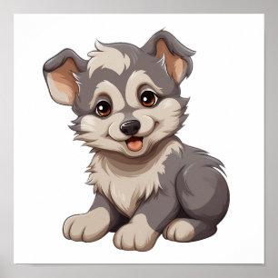Cartoon Wolf-Abbildung Poster
