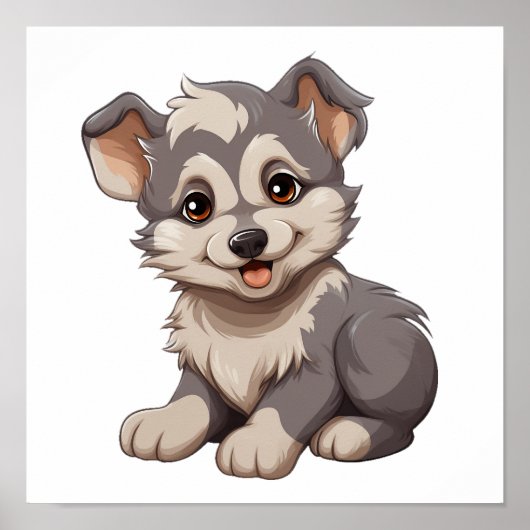 Cartoon Wolf-Abbildung Poster (Vorne)