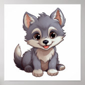 Cartoon Wolf-Abbildung Poster (Vorne)