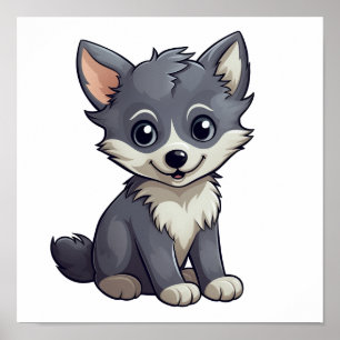 Cartoon Wolf-Abbildung Poster