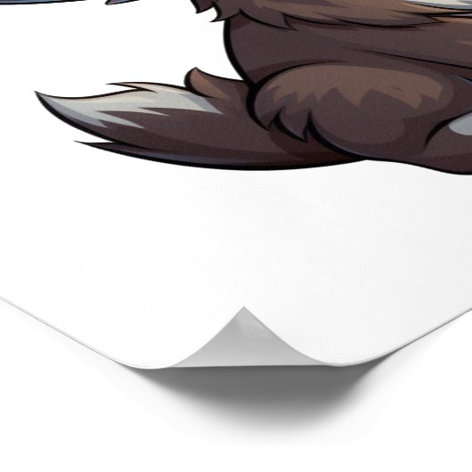 Cartoon Wolf-Abbildung Poster (Ecke)