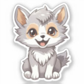 Cartoon Wolf Aufkleber (Vorderseite)