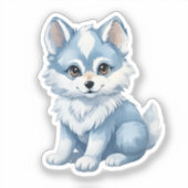 Cartoon Wolf Aufkleber (Vorderseite)