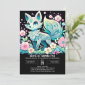 Cartoon Wolf Digital Geburtstag Einladung (Stehend Vorderseite)