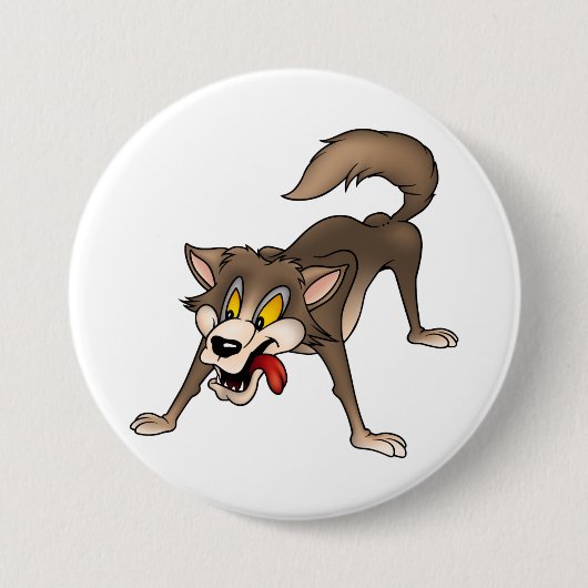Cartoon Wolf mit Goofy Expression Button (Vorderseite)