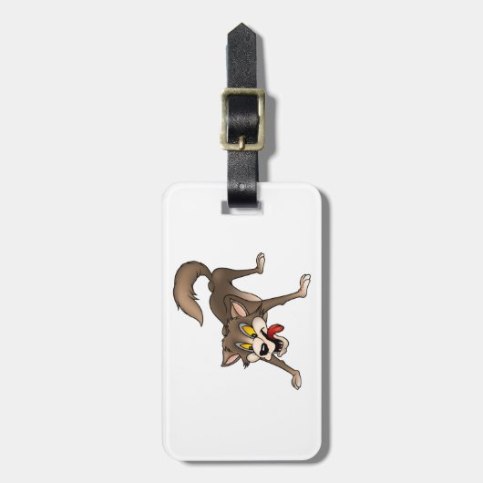 Cartoon Wolf mit Goofy Expression Gepäckanhänger (Vorderseite vertikal)
