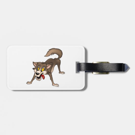 Cartoon Wolf mit Goofy Expression Gepäckanhänger (Rückseite horizontal)
