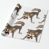 Cartoon Wolf mit Goofy Expression Geschenkpapier (Ungerollt)