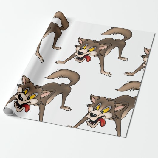 Cartoon Wolf mit Goofy Expression Geschenkpapier (Ungerollt)