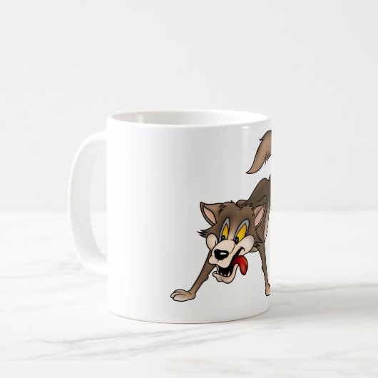 Cartoon Wolf mit Goofy Expression Kaffeetasse (Vorderseite Links)
