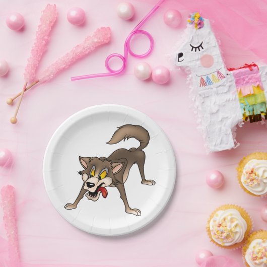 Cartoon Wolf mit Goofy Expression Pappteller (Party)
