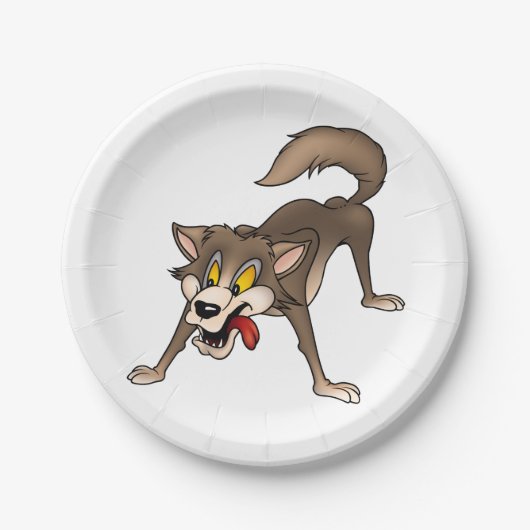 Cartoon Wolf mit Goofy Expression Pappteller (Vorderseite)