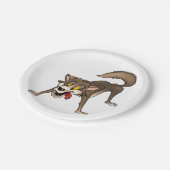 Cartoon Wolf mit Goofy Expression Pappteller (Schrägansicht)