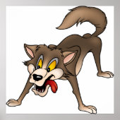 Cartoon Wolf mit Goofy Expression Poster (Vorne)