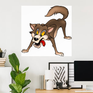 Cartoon Wolf mit Goofy Expression Poster