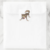 Cartoon Wolf mit Goofy Expression Quadratischer Aufkleber (Tasche)