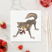 Cartoon Wolf mit Goofy Expression Serviette (Beispiel)