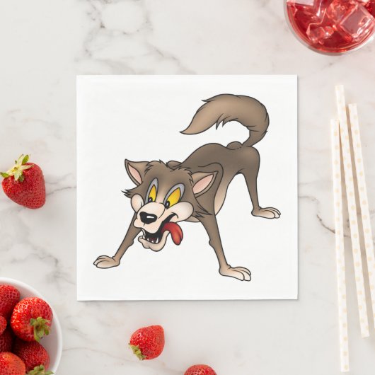 Cartoon Wolf mit Goofy Expression Serviette (Beispiel)