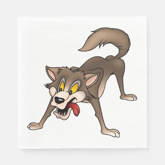 Cartoon Wolf mit Goofy Expression Serviette (Vorderseite)